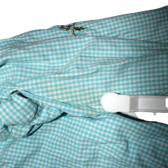 VTG Womens Sz 2X Quacker Factory Blue Gingham Embroidered Floral Daisies Jacket - Picture 8 of 10